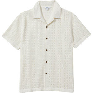 REISS PARADISE Cotton Crochet Cuban Collar Shirt